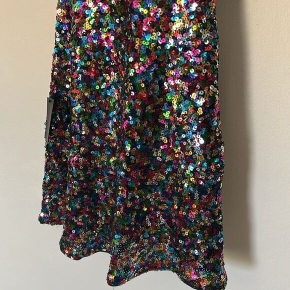Lulu's NWT Dance Until Dawn Rainbow Multi Sequin Skater Mini Dress sz XS - Picture 4 of 11